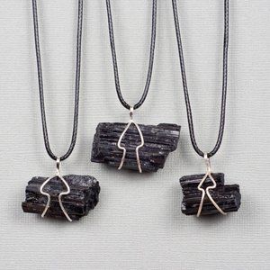 Black Tourmaline Wire Wrap Pendants